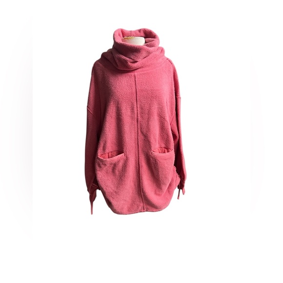 Free People S pink Fireside Funnelneck fleece pullover - Picture 2 of 6